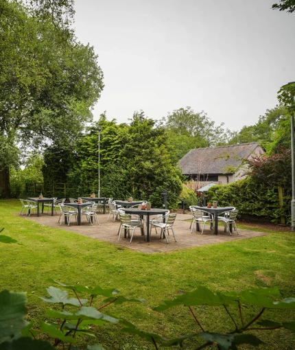 Beer garden outside of a pub