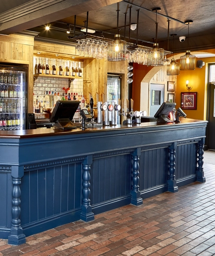 The bar inside The Fox and Crown in Sutton-In-Ashfield.