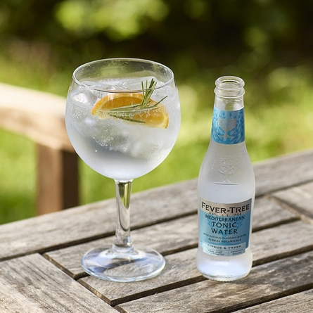 An exterior shot of Fever Tree & Gin served in a beer garden at Chef & Brewer venues.