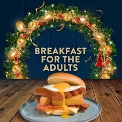 A banner promoting Breakfast for the Adults at Hungry Horse venues.