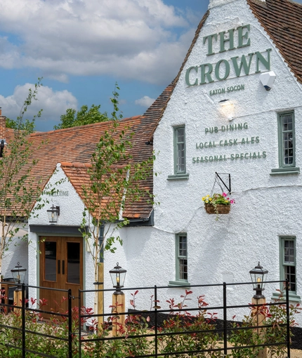 The exterior facade of the Crown Inn.