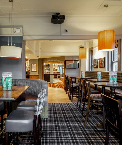 interior of the restaurant with seating area