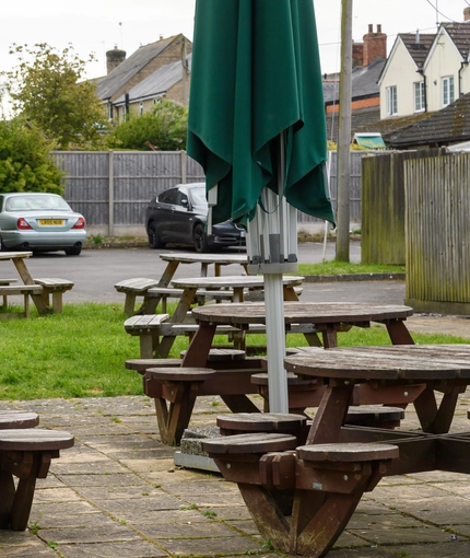 Beer garden outside of a pub