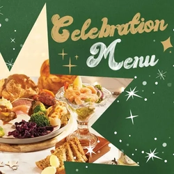 A graphic promoting the celebration menu Farmhouse Inns.