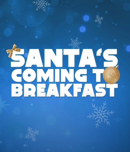 A graphic promoting breakfast with Santa at Hungry Horse.