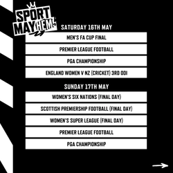 A banner displaying televised Sports events during May being shown at selected Greene King Sport and Belhaven venues.