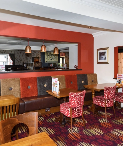 interior of the restaurant and seating area