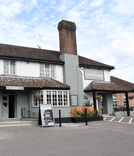 The exterior facade and car park at The Greengage.