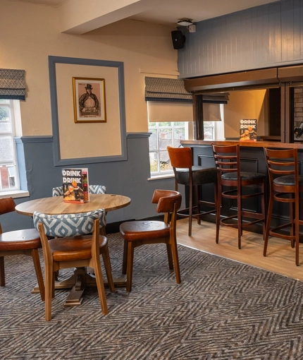 The upper floor bar and restaurant seating area at The Cherry Tree in Newcastle-Under-Lyme.
