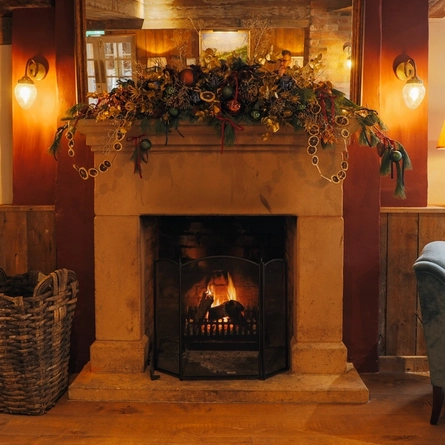 interior fireplace of a pub
