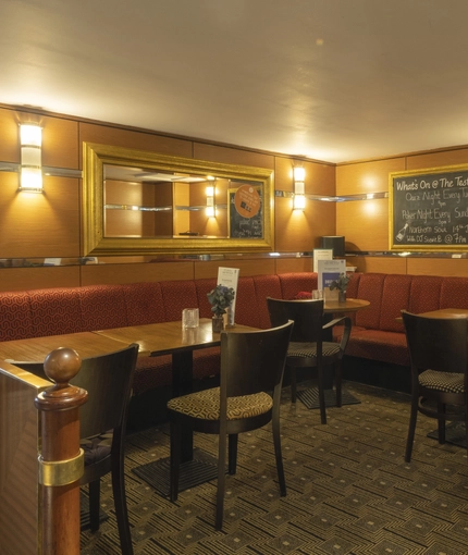 Internal seating area in a hotel restaurant