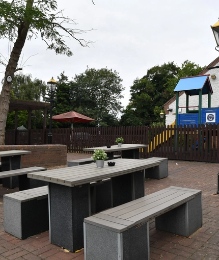 exterior beer garden of the pub