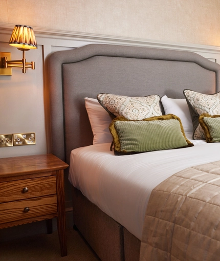 Double bed with scatter cushions 