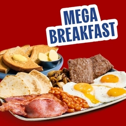 A banner promoting Breakfast at Hungry Horse venues.