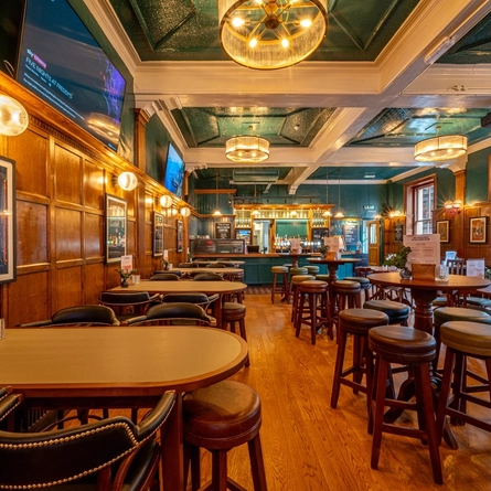Interior bar and seating area of the Railway Tavern
