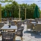 The exterior beer garden seating area at The Fox & Hounds in Wimborne.