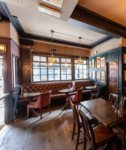 Internal seating area in a pub restaurant