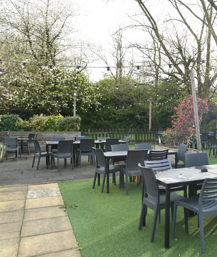 Beer garden outside of a pub