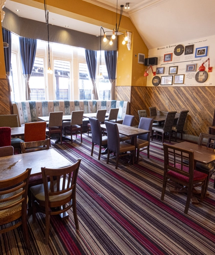 interior of the restaurant with seating area