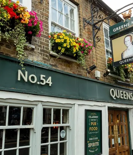 The exterior of The Queen's Head pub