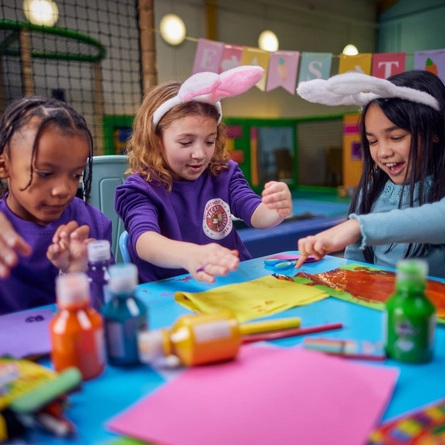 Children participating in Easter crafts.