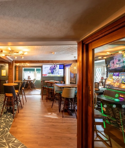 Bar area and restaurant in a pub