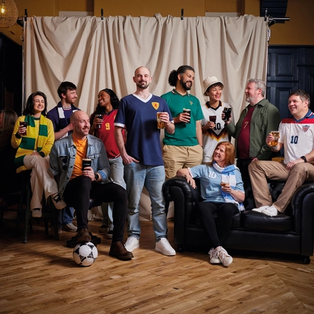 A banner promoting the Football World Cup at selected Greene King venues.