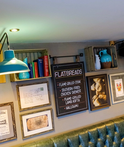 Interior dining area of a pub.