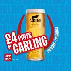 A banner promoting the £4 Carling Pint campaign at Hungry Horse venues.