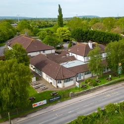 An exterior aerial view of the whole venue at The Bridge Inn.