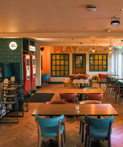 The restaurant area of a pub.