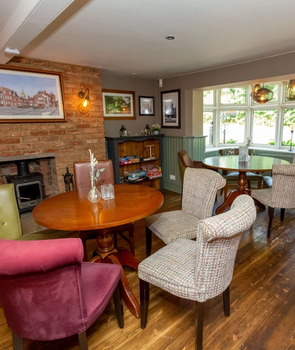 Interior seating area in a pub restaurant