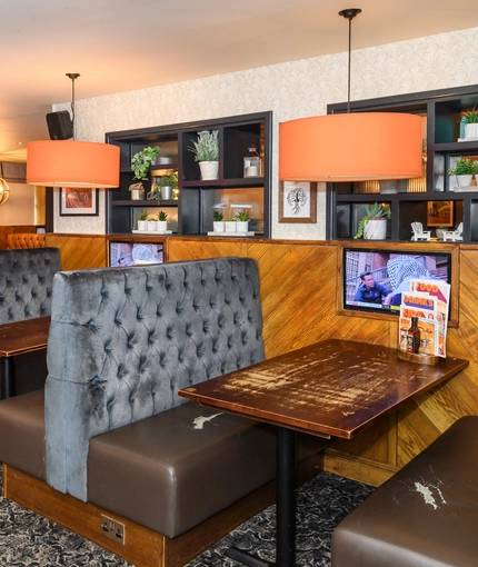 interior seating area of the pub