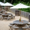 The beer garden at the Riverside Inn.