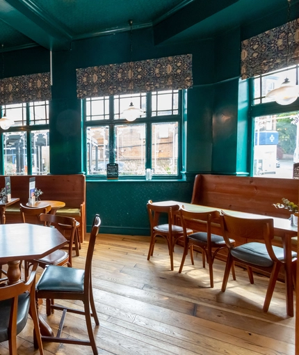 Internal seating area in a pub restaurant