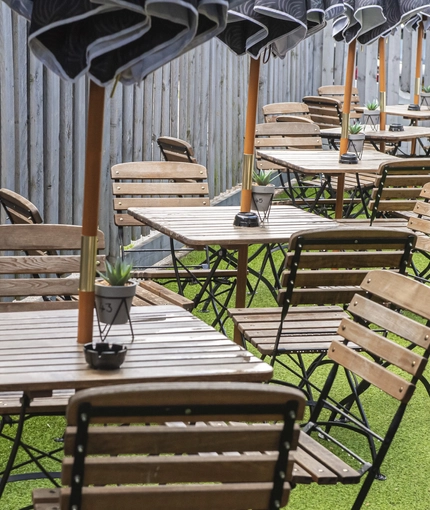 Beer garden outside of a pub