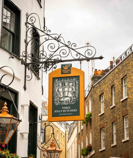 The exterior signage for the Three Jolly Butchers.
