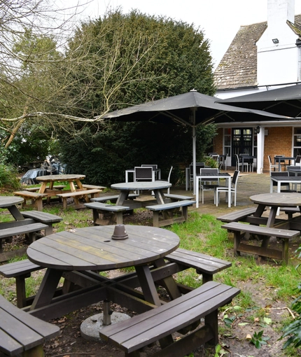 exterior of the venue with a beer garden