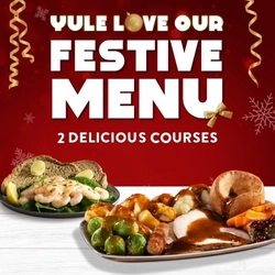 A graphic promoting Christmas at Hungry Horse