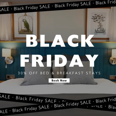 A graphic banner promoting black Friday '30% off bed and breakfast stays' at Greene King Inns.