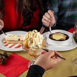 An interior shot of a selection of desserts served for Christmas at Flaming Grill venues.