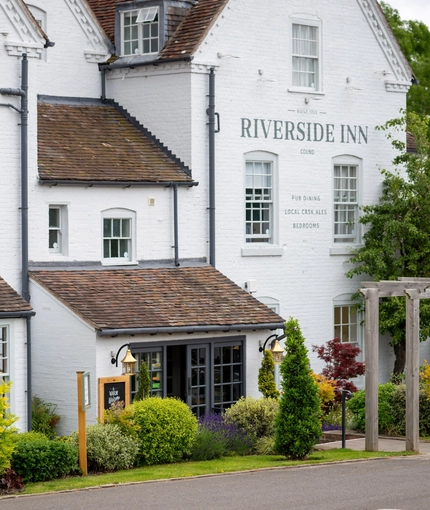 The beer garden at the Riverside Inn.