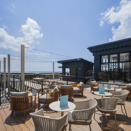 The beer garden at the White Horses.