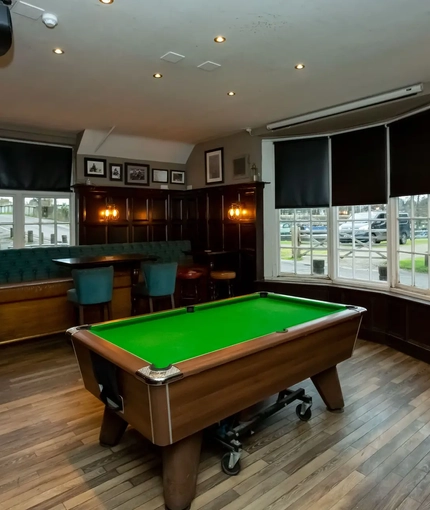 interior seating area with pool table
