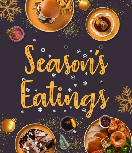 A graphic promoting seaons eatings at Seared pubs.