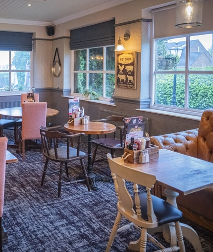 interior of the restaurant and seating area