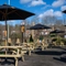 The exterior beer garden with seating area at the Lutley Oak.