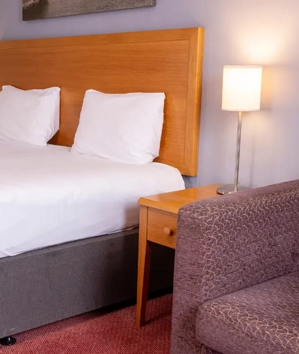 The interior hotel bedroom at the Kingstown Hotel.