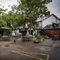 Exterior beer garden and seating area near the car park