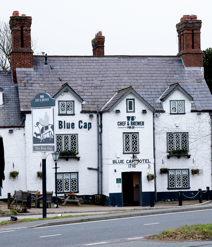 The exterior facade of The Blue Cap.